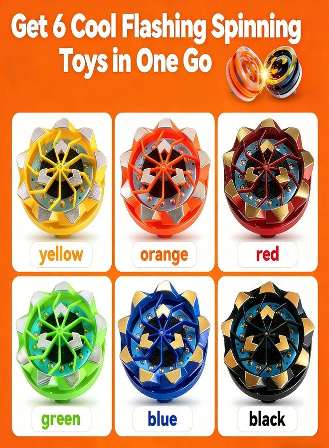 pegxtwu Fireworks Fingertip Gyro,Handheld Fireworks Gyroscope,Collision Sparks Light Up Spinning Top Toy,Creative Gyroscope Toy for Kids,Fidget Spinners for Adults, Cool Flashing Spinning Toys (6 PCS) - Image 3